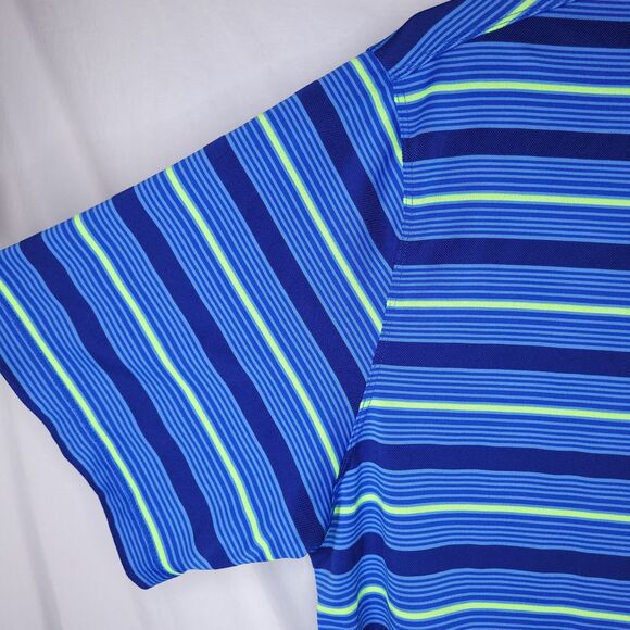 Nike Polo Shirt Mens XXL Striped Blue, Green Tour Performance Dri Fit Golf - Picture 3 of 11
